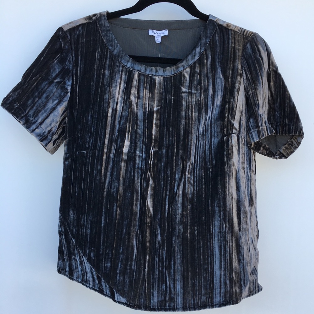 Splendid Dark Gray Soft Shimmery Top Short Sleeve